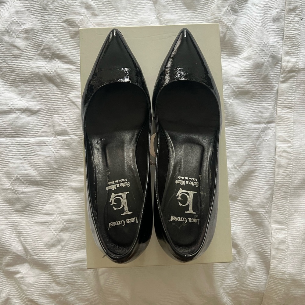 Black Patent Block Heel Loafers